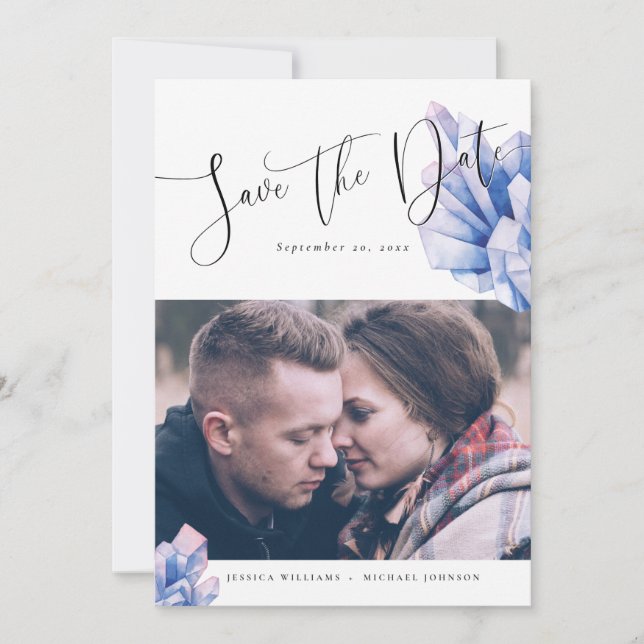 Aura Crystal Save the Date Announcements (Front)