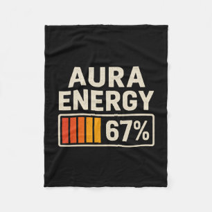 Aura Energy 67 Meme Funny Gen Alpha Slang Retro Vi Fleece Blanket
