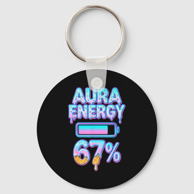 Aura Energy 67 Meme Ice Cream Drip 6 7 Funny Six S Key Ring (Front)