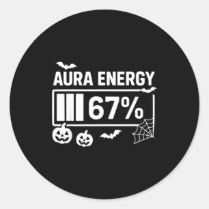 Aura energy 67 percent 6 7 meme halloween  classic round sticker