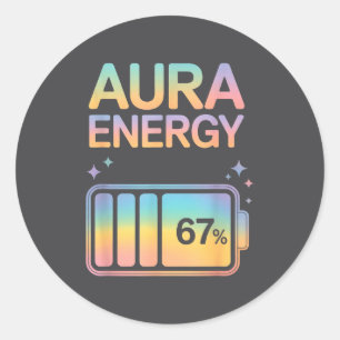 Aura Energy 67 Percent Battery Classic Round Sticker