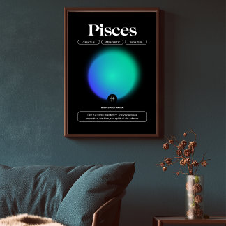 Aura Gradient Pisces Zodiac Sign Manifestation Art