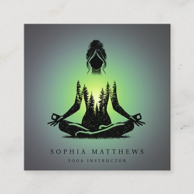 Aura Meditation Yoga Square Business Card (Front)
