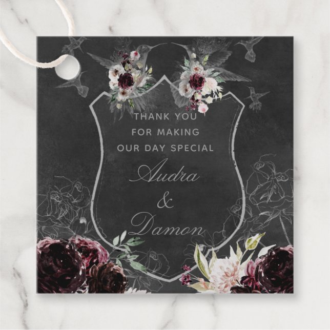 Aura Of Night Wedding Favour Gift Square Tag (Front)