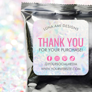 Aura Quartz Crystal Rainbow Modern Thank You Order Square Sticker