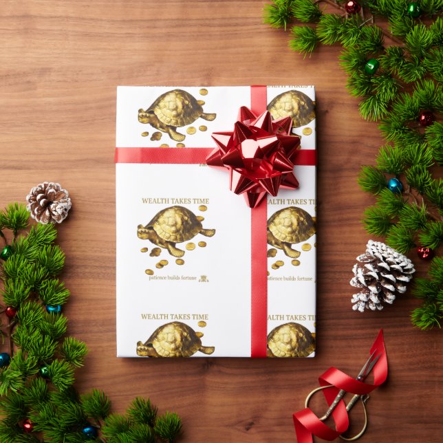 AURALUXY™ Golden Turtle – Wealth Mindset Wrapping Paper (Holiday Gift)