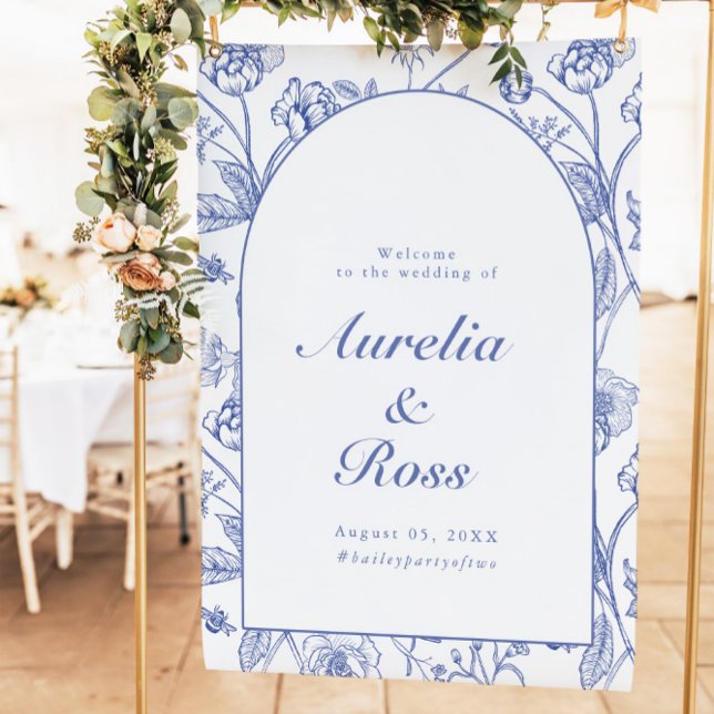 AURELIA Chinoiserie Blue Victorian Floral Wedding Poster (Creator Uploaded)