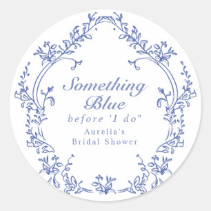 AURELIA Chinoiserie Something Blue Bridal Shower Classic Round Sticker