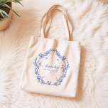 AURELIA Chinoiserie Something Blue Bridesmaid Tote Bag<br><div class="desc">The Aurelia Collection features a modern line art Chinoiserie and elegant calligraphy script font. This collection is perfect for your "Something blue before 'I do'" victorian event.</div>