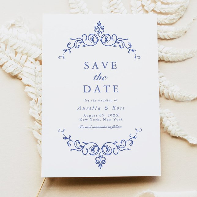 AURELIA Chinoiserie Victorian Floral Save the Date Invitation (Creator Uploaded)