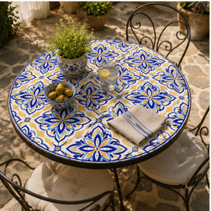 Aurelia Medallion Sapphire and Gold Floral Tile