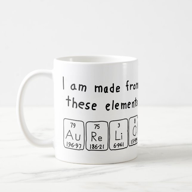 Aurelio periodic table name mug (Left)