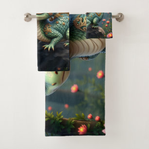 Auren – Little Emerald Forest Dragon Bath Towel Set