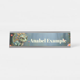 Auren – Little Emerald Forest Dragon Desk Name Plate