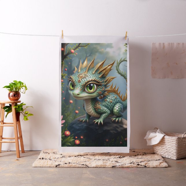 Auren – Little Emerald Forest Dragon  Fabric (In Situ)