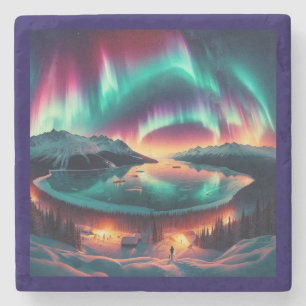 Aureola Borealis in Alaska Stone Coaster