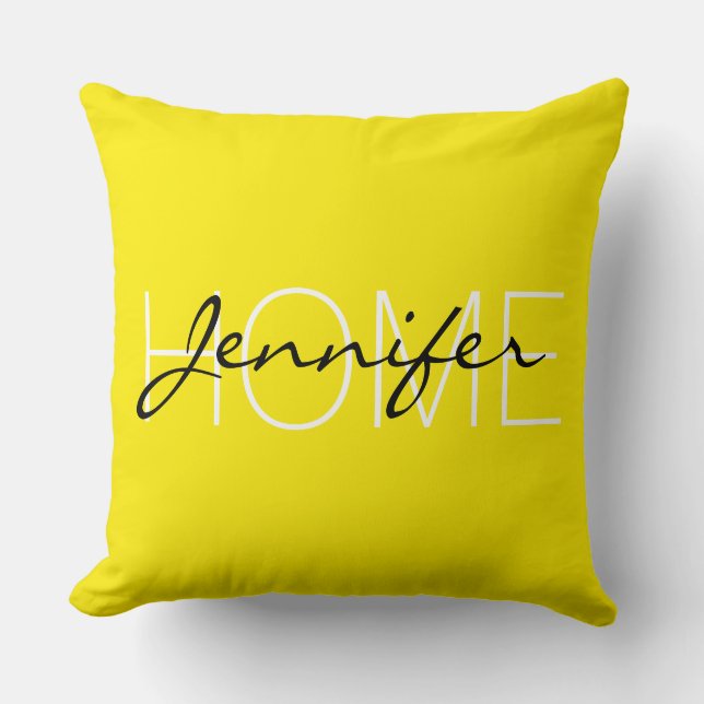 Aureolin colour home monogram cushion (Front)