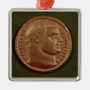 Aureus of Diocletian wearing a laurel wreath Metal Tree Decoration