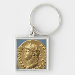 Aureus of Nero wearing a laurel wreath Key Ring