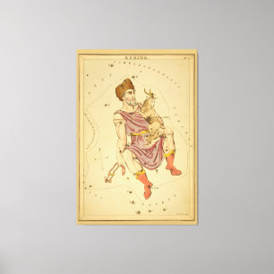 Auriga Charioteer Vintage Astronomical Star Chart Canvas Print