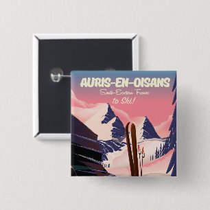 AURIS-EN-OISANS France ski poster 15 Cm Square Badge