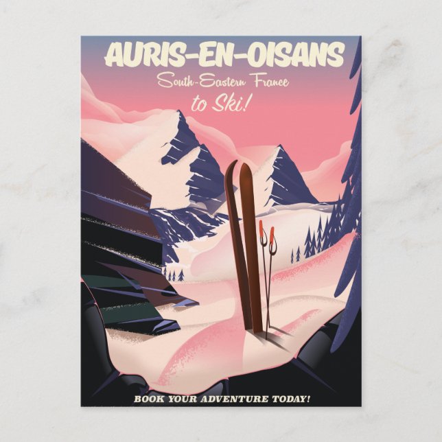 AURIS-EN-OISANS France ski poster Postcard (Front)