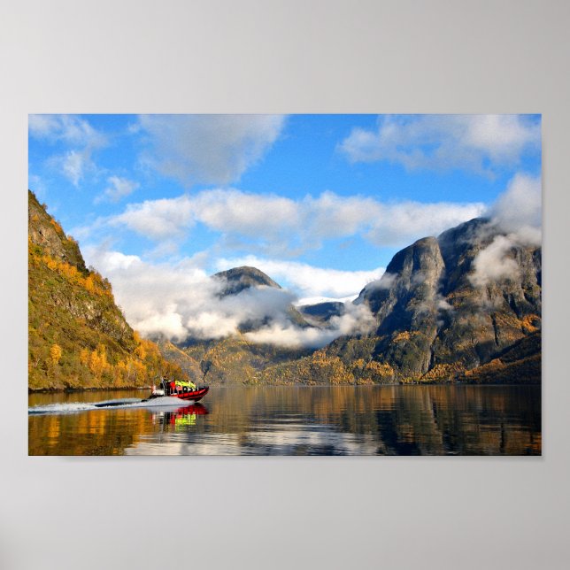 Aurlandsfjord Flam Norwegian Fjord Norway Poster (Front)