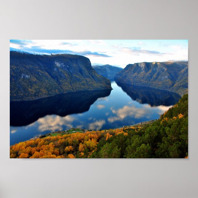 Aurlandsfjord Flam Norwegian Fjord Norway Poster (Front)