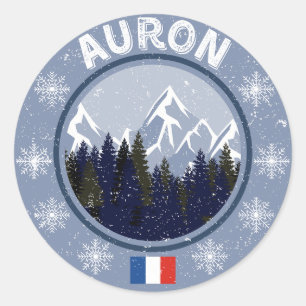 Auron Ski Station Classic Round Sticker