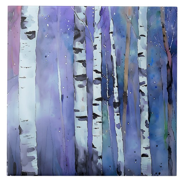 Aurora Among the Birch         Tile (Front)