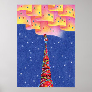 Aurora and a Christmas tree. Poster