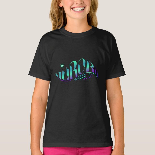 Aurora Apparel Co Gradient Logo | Trendy Women tee (Front)