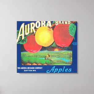 Aurora Apple Label (blue) - Dayton, WA Canvas Print