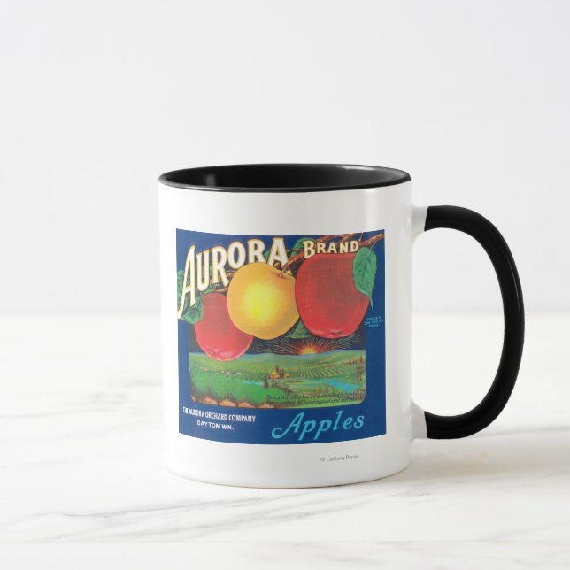 Aurora Apple Label (blue) - Dayton, WA Mug (Right)
