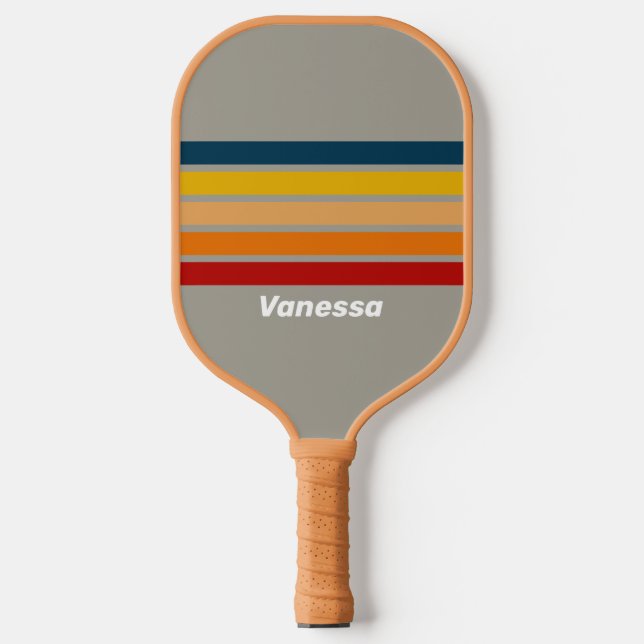 Aurora Arcade Across Striping with Name Pickleball Paddle (Front)