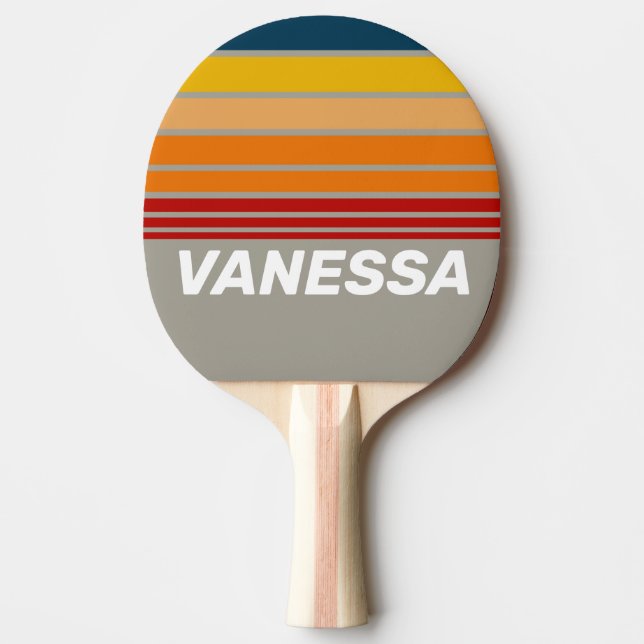 Aurora Arcade Horizon Striping with Name Ping Pong Paddle (Front)