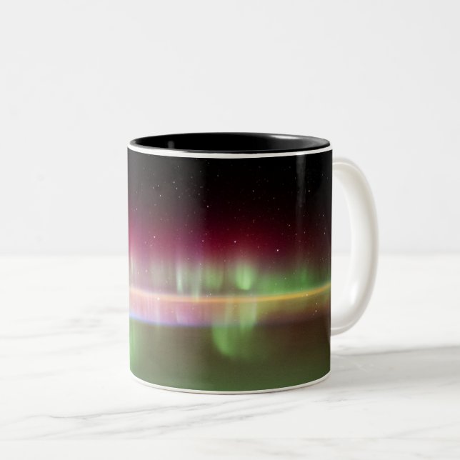 Aurora Australis - International Space Station  Two-Tone Coffee Mug (Front Right)