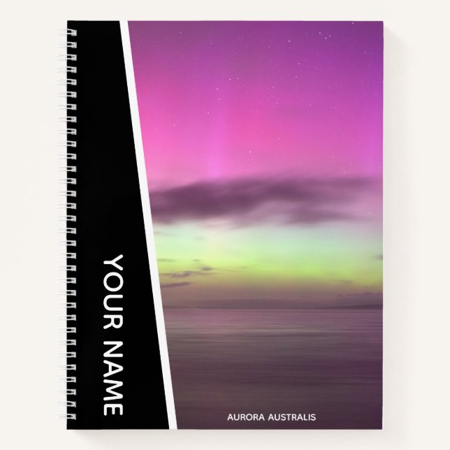 Aurora Australis - Southern Lights Australia Black Notebook (Front)