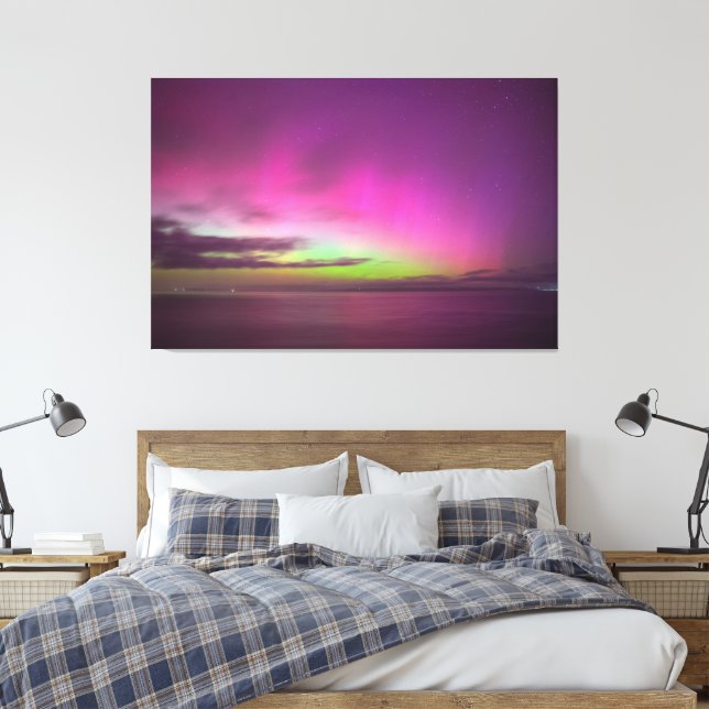 Aurora Australis Southern Lights Australia Canvas Print (Insitu(Bedroom))