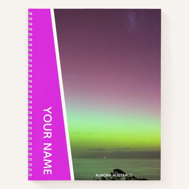 Aurora Australis Southern Lights Australia Pink Notebook (Front)