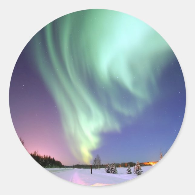 Aurora - Beautiful Northern Lights Classic Round Sticker (Front)
