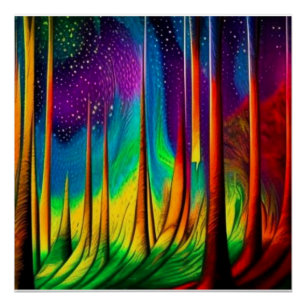 Aurora beyond forest poster