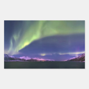 Aurora Borealis above Lyngenfjorden Norway Rectangular Sticker