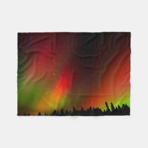 Aurora Borealis and trees Fleece Blanket