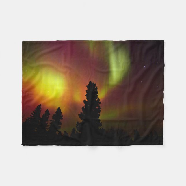 Aurora Borealis and Trees Fleece Blanket (Front (Horizontal))
