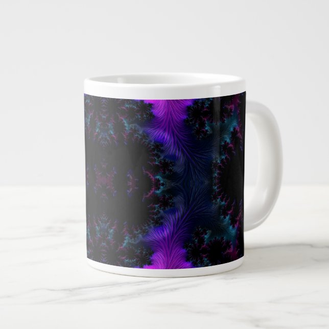 Aurora Borealis at Midnight Fractal Abstract Large Coffee Mug (Front Right)