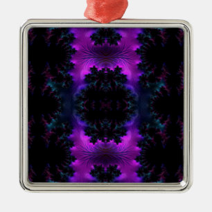 Aurora Borealis at Midnight Fractal Metal Tree Decoration