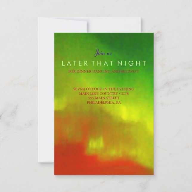 AURORA BOREALIS Bar Bat Mitzvah Party Card (Front)
