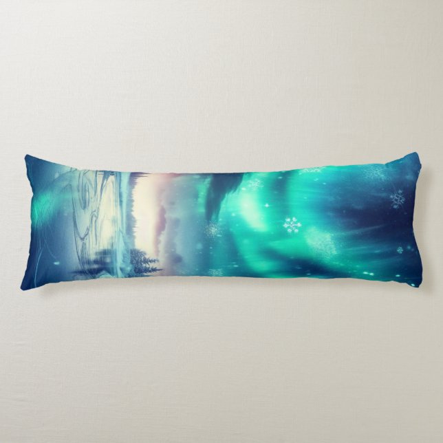 aurora borealis/Christmas/Winter Body Cushion (Front)