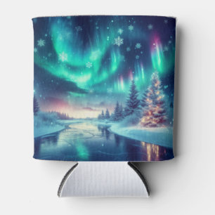 aurora borealis/Christmas/Winter Can Cooler